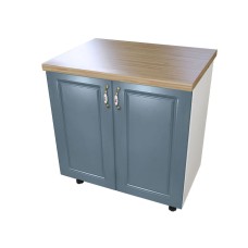 Masca pentru chiuveta cu 2 usi 80 cm Zebra, Alb / MDF Albastru cu blat Artar 80 x 85 x 60 cm